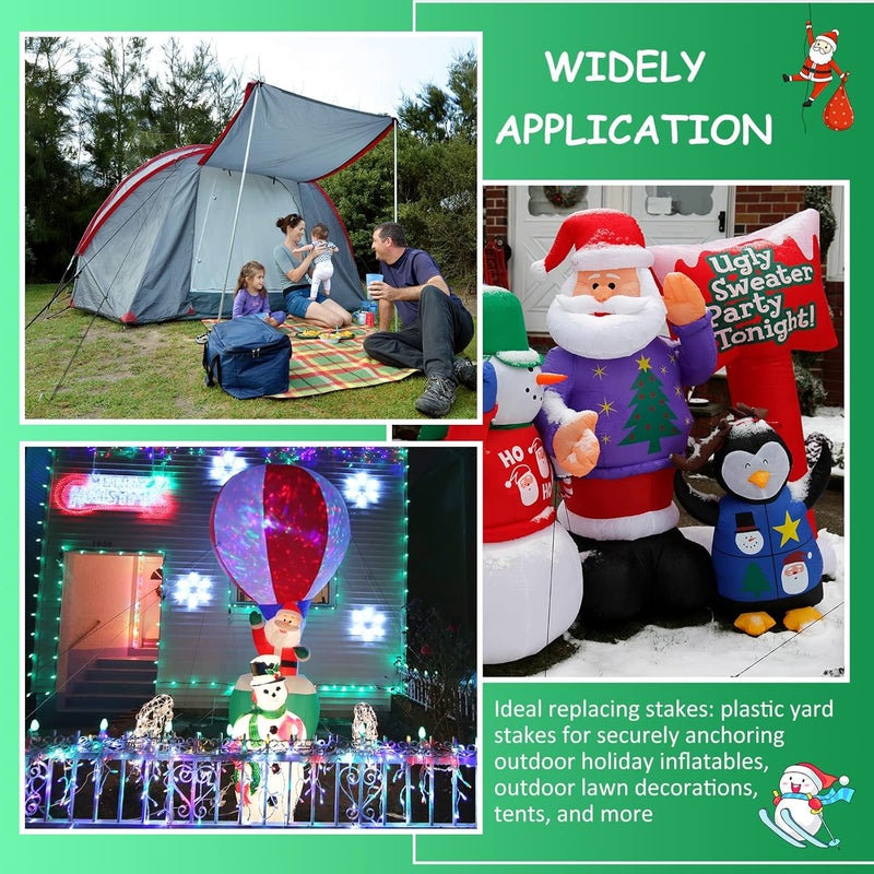 Yookeer 12 Pieces Plastic Inflatable Yard Stakes Set 5.7'' Heavy Duty Stakes for Inflatables Blow up Plastic Tent Christmas Decoration Landscape Ground Replacement Yard Ground Lawn Black Garden Peg - Image 5